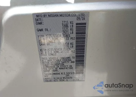 2017 Nissan Pathfinder Sl from USA, damaged, VIN 5N1DR2MN8HC613059